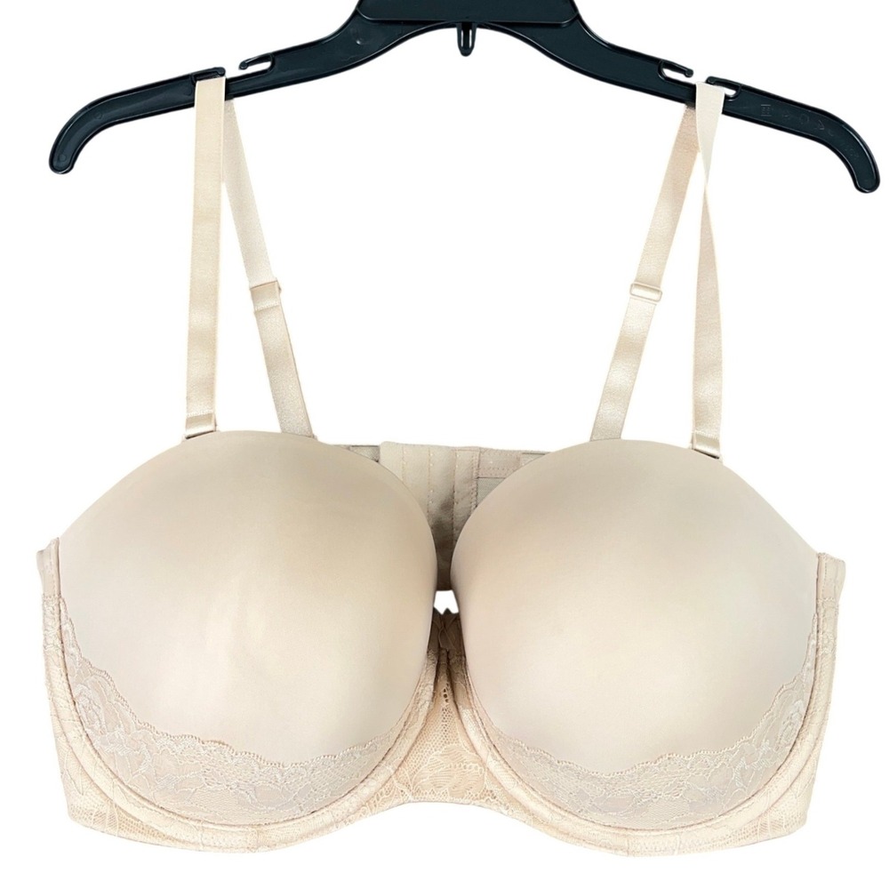 Torrid‎ Curve Push-Up Strapless Bra Sz 38DDD Padded Lace Trim Multi-Way Everyday